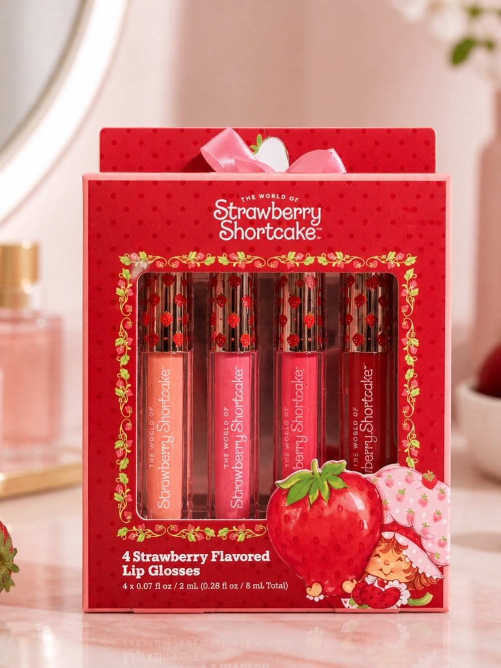 Strawberry Shortcake 4 Piece Lip Gloss Set NWT Pink & Red
